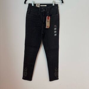 Levi's Black Skinny Jeans with Embellished Accents